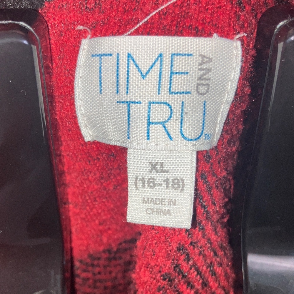 Time and Tru Red and Black Plaid Shirt - Picture 2 of 3